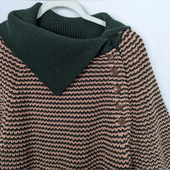 Paul & Joe Sister Anthro. Archer Chunky Stripped Knit Poncho Oversized Sweater 4 - Picture 3 of 10